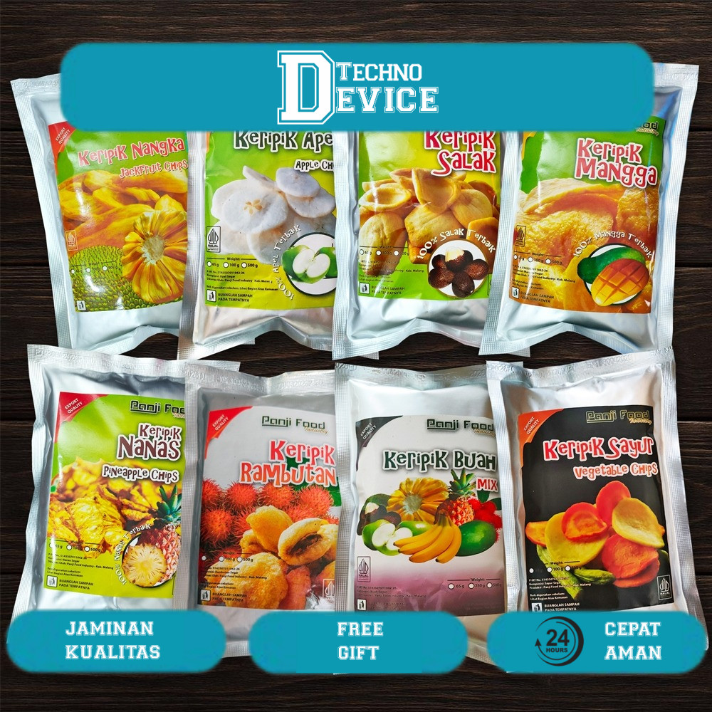 

Keripik Buah & Sayur Kualitas Ekspor | Kemasan 65-90gr Nangka, Apel, Salak, Mangga, Pisang Durian, Tape