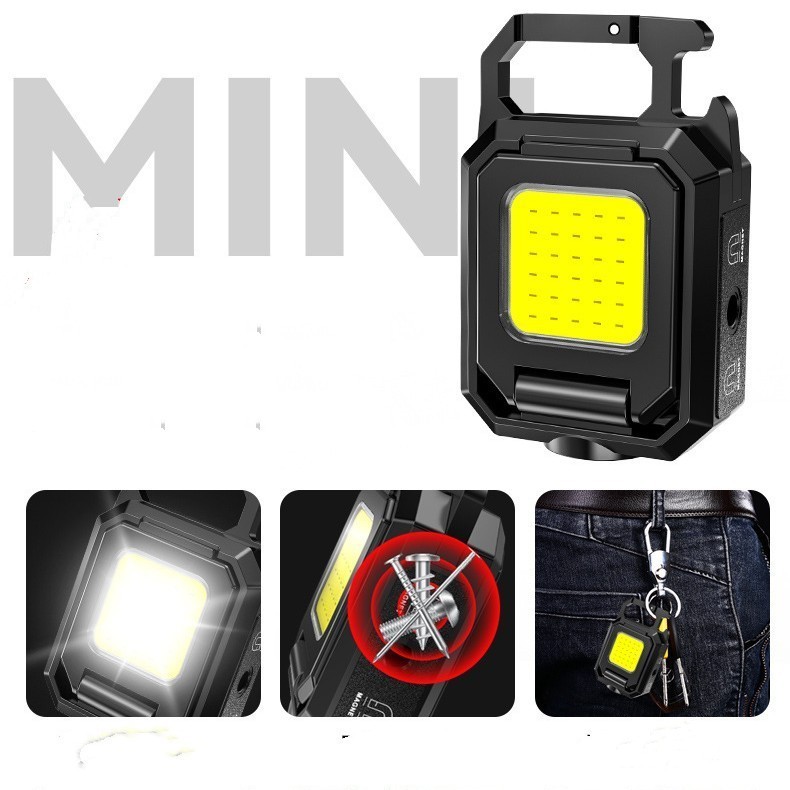 Senter Mini Led Cob Gantungan Kunci Besi Lampu Kecil Keychain Camping Alumunium Cas Usb