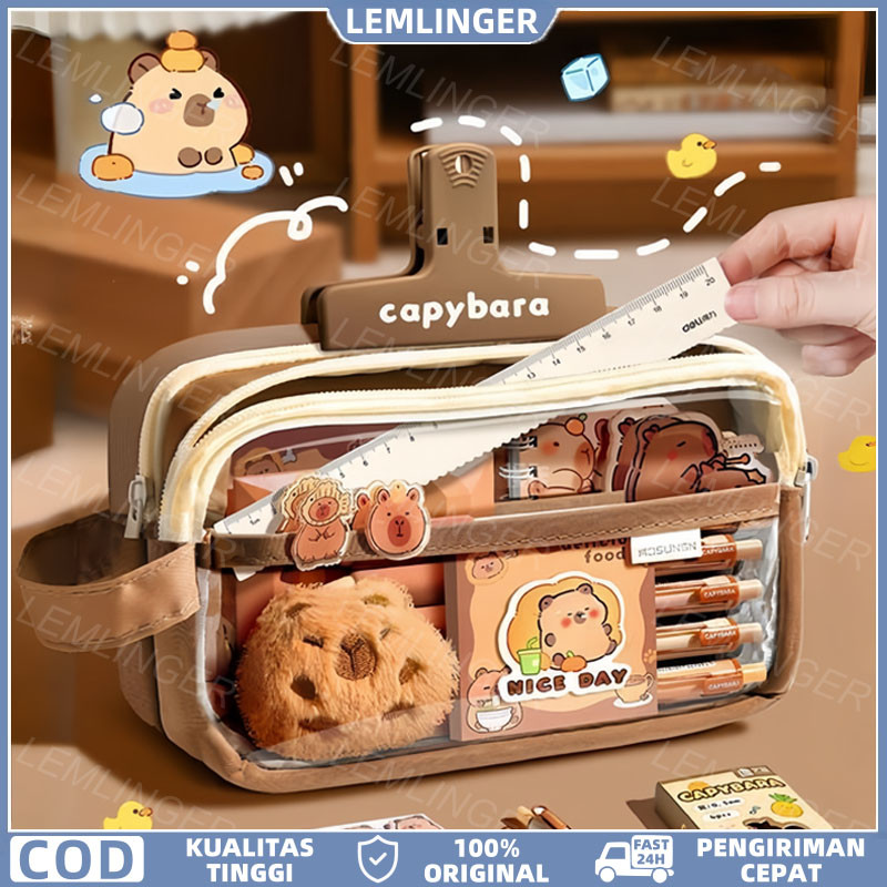 

【LEMLINGER】Capybara Tempat Alat Tulis Kotak Pensil Aesthetic Lucu Tas PenaTempat Pencil Tas Pensil Kapasitas Besar