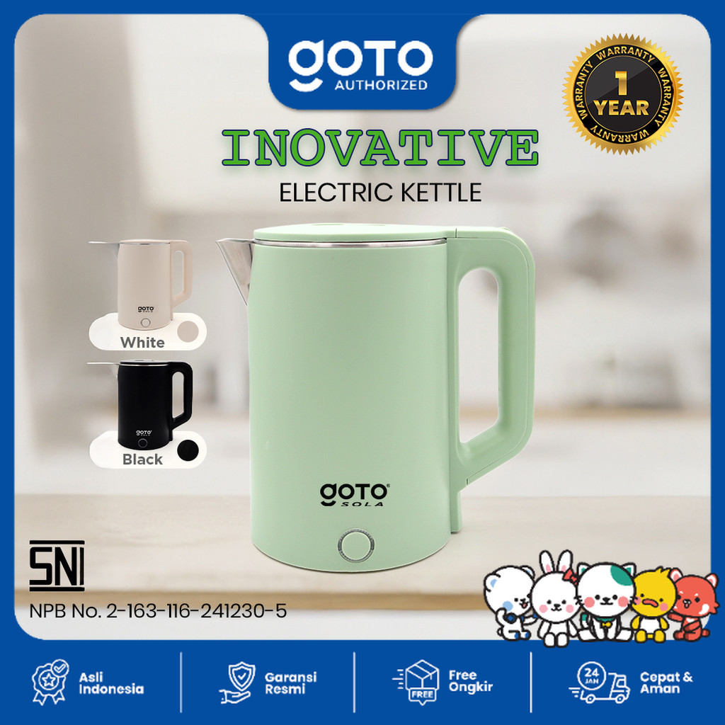 Goto Electric Kettle Sola Teko Listrik Pemanas Air Stainless Steel