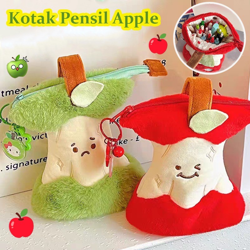 

Kotak Pensil Inti Apel/Tas Kosmetik Genggam Portabel/Lucu Kapasitas Besar Makeup Pouch Korea Aesthetic/Kosmetik Bag Organizer