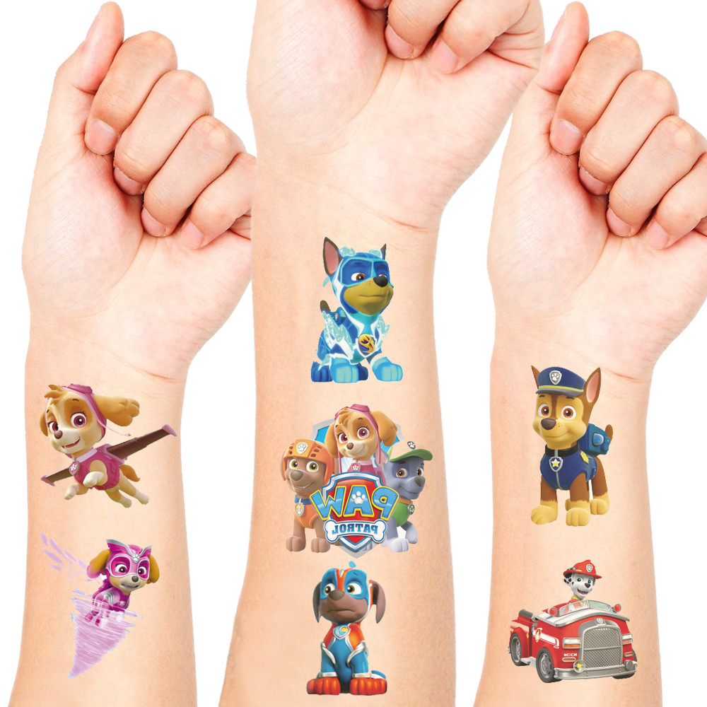 

Cute Paw Patrol Toys Tattoo Stickers Anime Pet Dog Model Doll Chase Marshall Rocky Cartoon Children Fake Temporary Tattoos Gifts