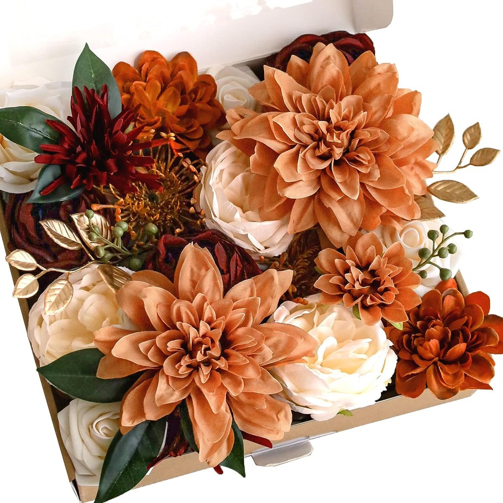 

YeeNanee Autumn Artificial Flowers Combo Box Set Terracotta for DIY Wedding Table Centerpieces Bridal Bouquets Home Party Decor