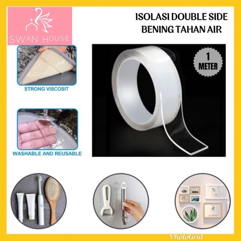 

Double Tape Perekat Transparent No Trace Washable LAKBAN BENING / LAKBAN ANTI AIR / lakban double tape kuat / double tape anti air kuat AA14