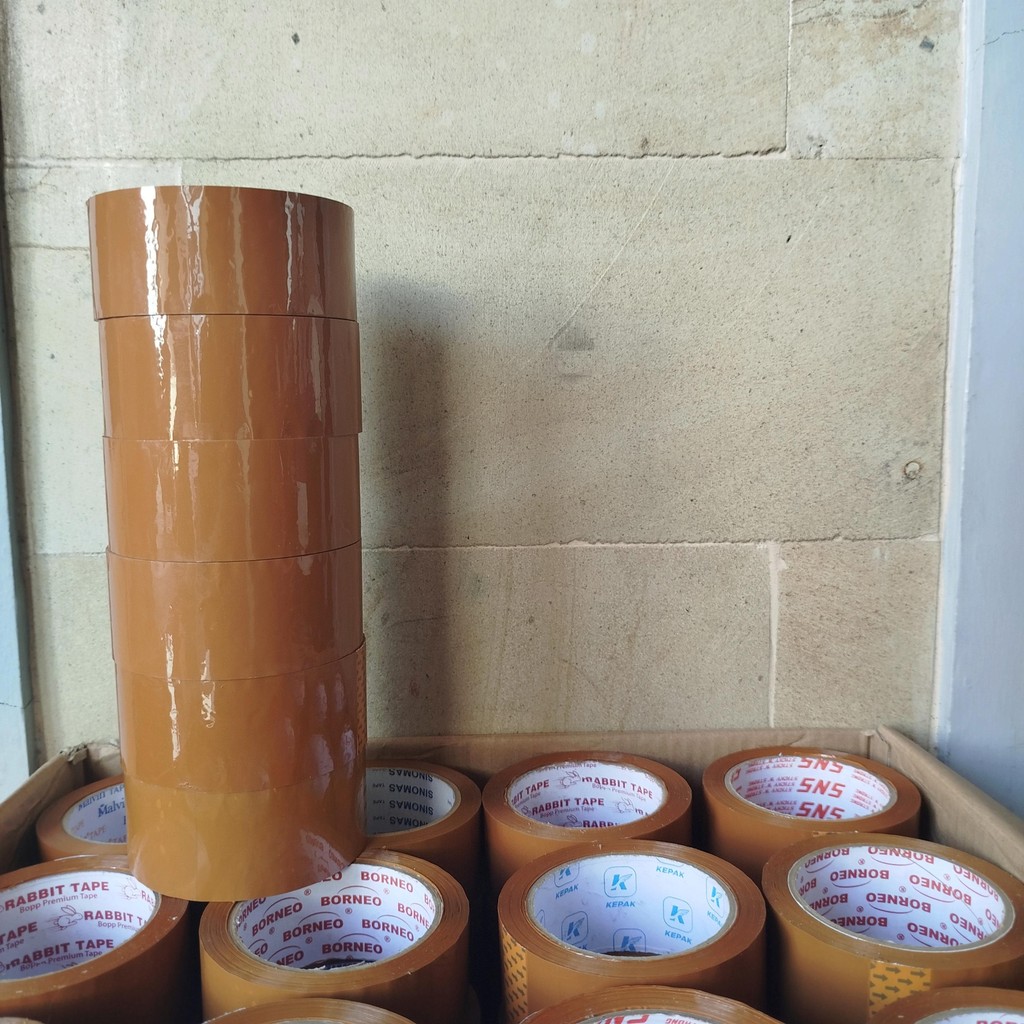 

6 PCS - Lakban Coklat 45 mm x 100 yard - Lakban Sisa Produksi Pabrik
