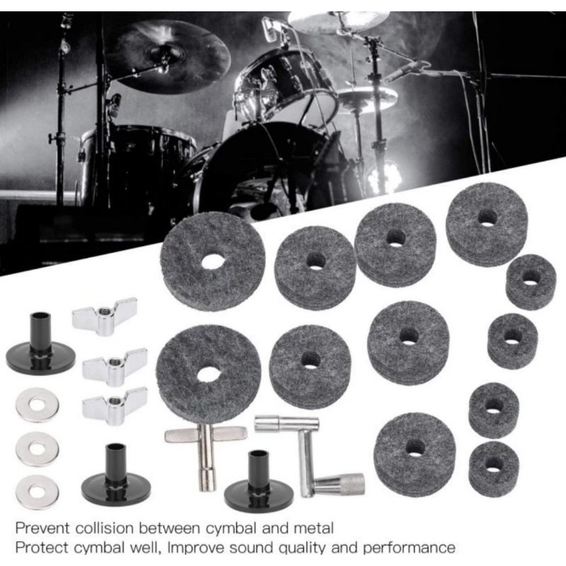 (23 pcs/set) Drum Kit Drop Cymbal Wing Nut Pencuci Simbal Lengan Drum Kunci Simbal