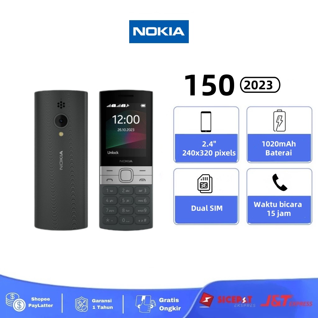 Nokia 150 (2023) HP Murah Cuci Gudang, Tahan Banting, Dual SIM, Radio FM, Baterai Awet, Handphone