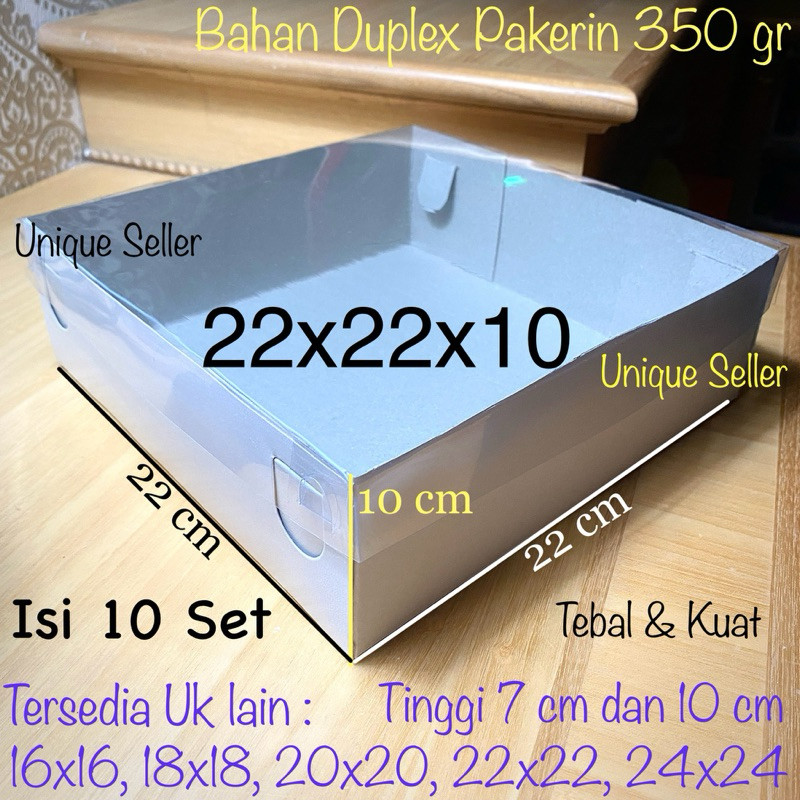 

[Isi10] DUS PUTIH TUTUP MIKA 22x22x10 cm / Dus Box Kotak Nasi Putih 22x22 x 10 cm / Dus Box Kotak Kue Tart 22x22x10cm / Dus Box Kotak Hampers Uk 22 x 22 x 10 / Dus Box Kotak Puding Pudding 22 x 22 x 10 Tutup Full Mika