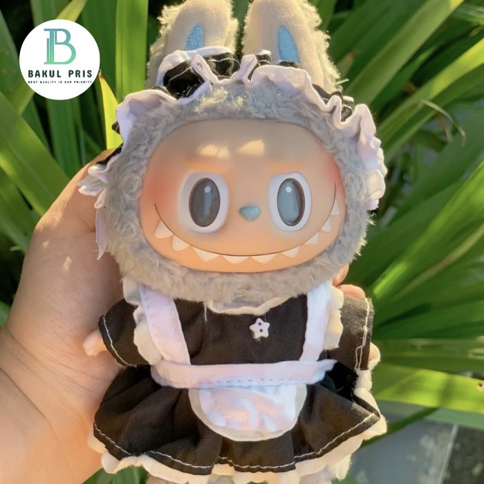 Baju Labubu Popmart READY Boneka labubu 17cm vinyl face Maid model baju maid ukuran 10cm