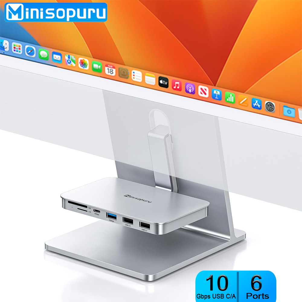 Minisopuru iMac Accessories for iMac 2021/2023 with USB A/C 10Gbps SD/TF for M1/M3 Studio Display 27