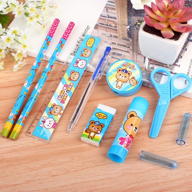 

Alat Tulis Set 8in1 Karakter Stationery Kids / Paket Alat Tulis Anak TK / Set School Supplies for Child Writing Gift Eraser Ruler