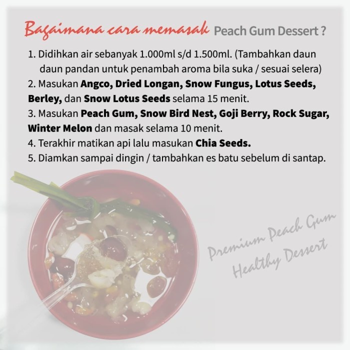 

✨NEW✨ -Peach Gum Collagen Dessert Premium Grade A Paket Komplit 12 Bahan