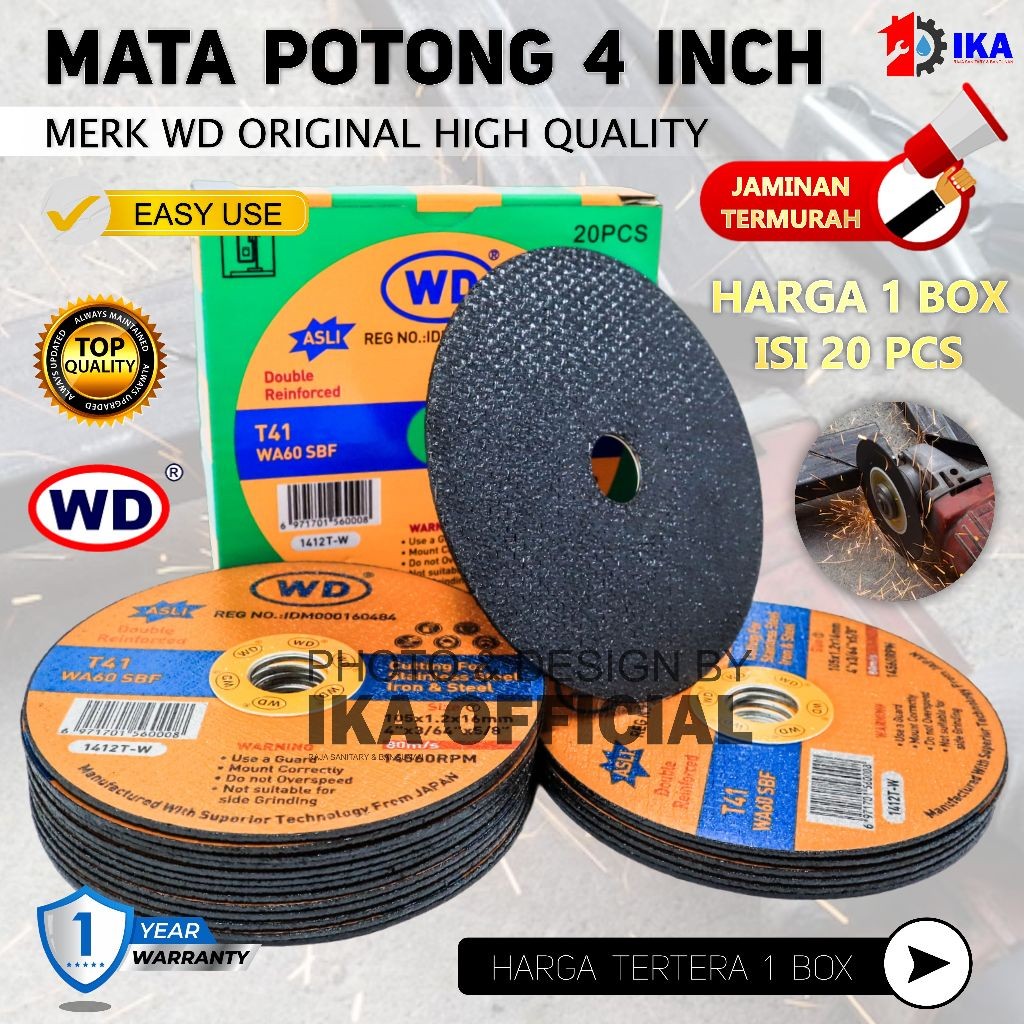 wd potong besi stenlis per box isi 20pcs batu gerinda potong wd 1KOTAK ISI 20 BUAH / BATU GURINDA GE