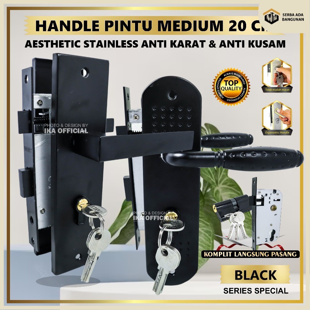 Kunci Pintu Sedang Tanggung BLACK SERIES / Handle Pintu Medium BLACK SERIES Handle Pintu Ukuran Seda