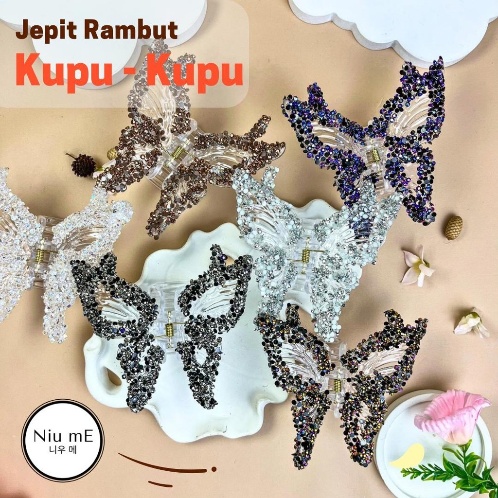 Jepit Rambut Glitter Kupu-Kupu Anak Dewasa Niu mE Hairclip