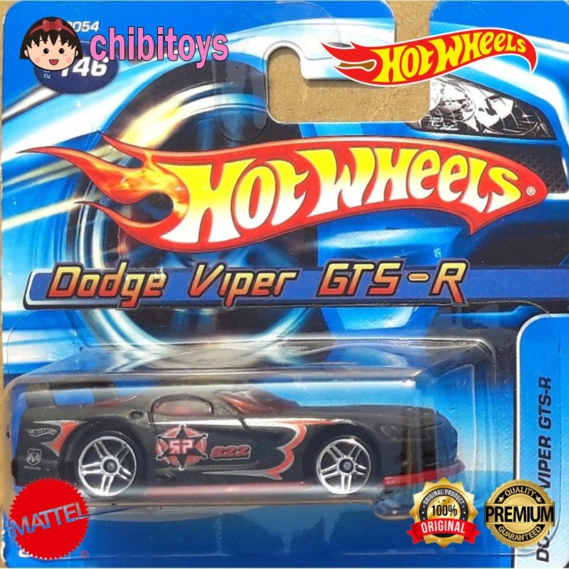 Hot Wheels Dodge Viper GTS-R 2005 Hitam First Edition Blue Card Short Card