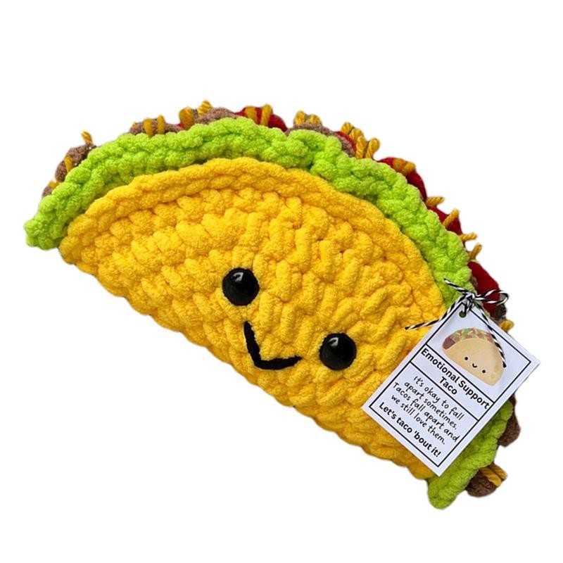 

Emotional Support Taco Mini Taco Crochet Toy For Emotional Support Cartoon Cute Crochet Doll Taco Plush 19cm Cheer Up Toy