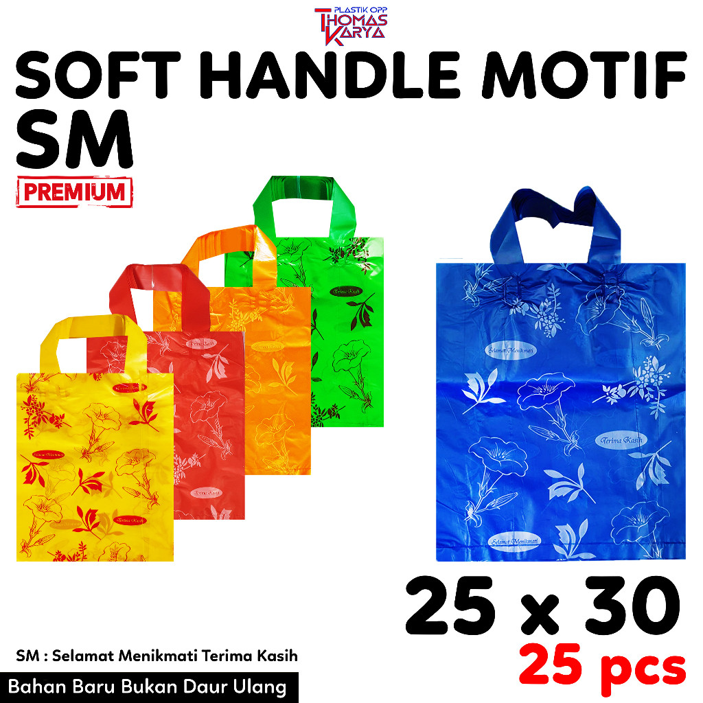 

Plastik Soft Handle 25x30 Motif SELAMAT MENIKMATI TERIMA KASIH isi 25 Tas Kantong Bingkisan Hajatan