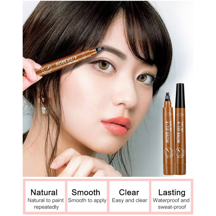 Korean Waterproof Sweatproof 4-Tip Micro-Fork Tip Liquid Eyebrow Pencil