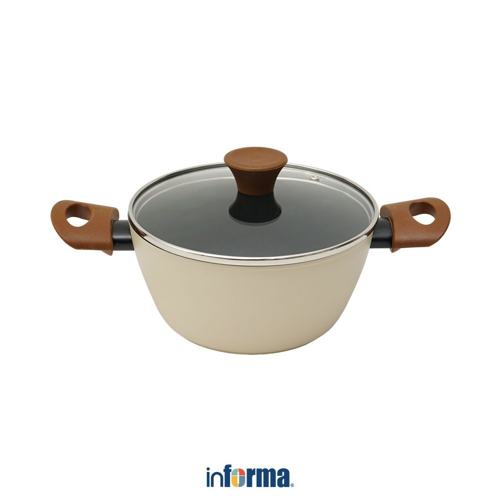 Informa Flonal 20 cm Botanica Panci Dutch Oven - Krem Beige Oven Pan Pot Masak Kuah Sup Peralatan Ma