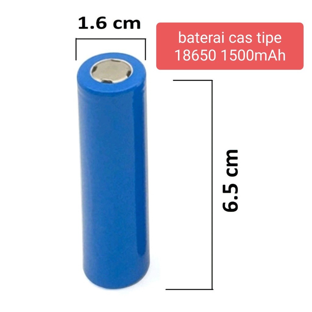 Baterai cas biru polos tipe 18650 1500mAh / baterai senter taktikal / baterai microphone / baterai p