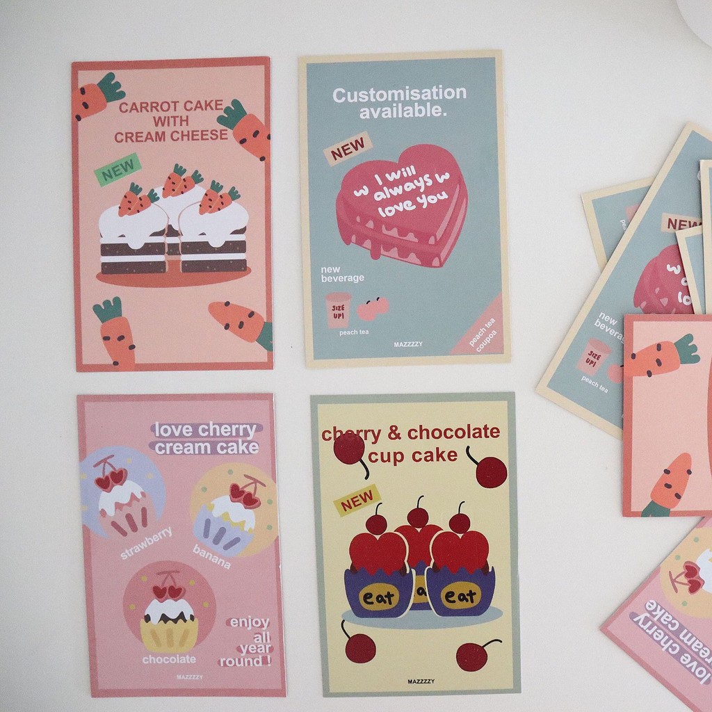 

Creative Cake Birthday Greeting Card Radish Cherry Love Postcard Decoration Card Room Wall Sticker Photo Prop Background Picture