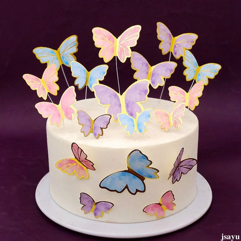 

✅COD✅ 10 Pcs Potongan Kupu-Kupu Sisipan Topper Cake Ulang Tahun Stamping Emas Dekorasi Kue Dekorasi Kue Ulang Tahun Kupu-Kupu/Butterfly Watercolor Cake Topper Kupu-kupu Kue Buket