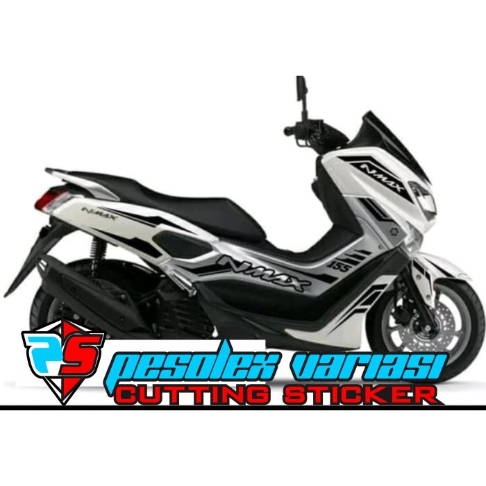 STRIPING CUTTING STICKER NMAX motor putih sticker black
