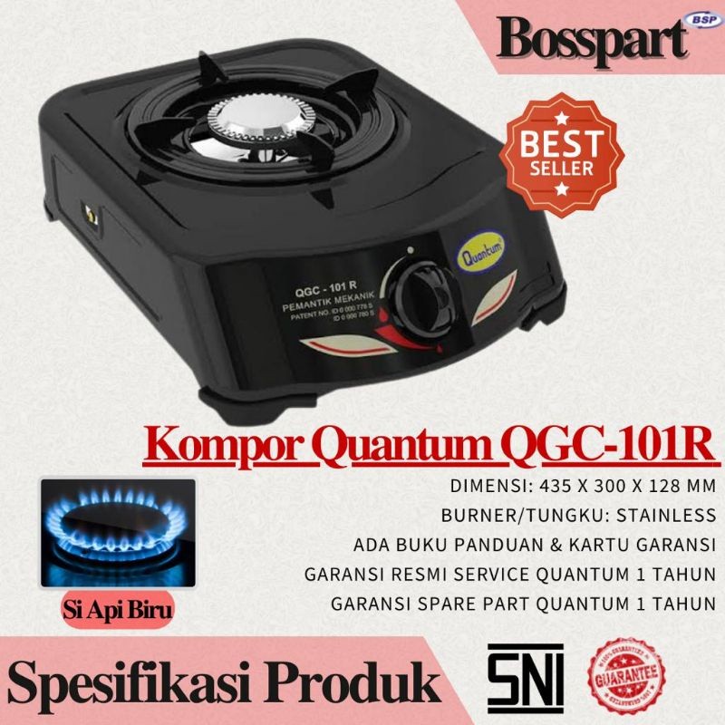 Kompor Gas 1 Tungku Teflon Quantum QGC 101 R / Kompor Gas Satu Tungku Kompor Gas Teflon