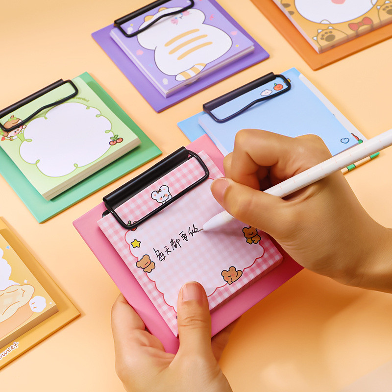 

Cartoon Board Clip Sticky Note Book Student Ins Girl Memo Sticky Note Study Office Non-sticky Message Paper Kawaii Stationery