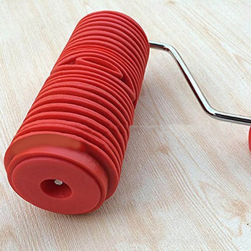 

7 inch Wood Grain Roller with Handle Rubber DIY Imitation Wood Grain Tool Grain Painting Tool for Wall Room Decor M68E