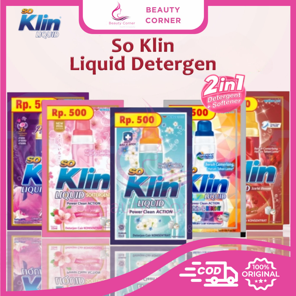 (Renceng Isi 12 Sachet) Soklin Liquid Detergent Cair - 20ml
