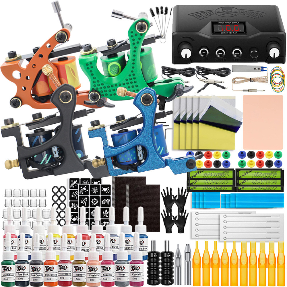 Complete Coils Tattoo Machine Kit Rotary Tattoo Gun Machine Kit Liner Shader Machine Set With Tattoo