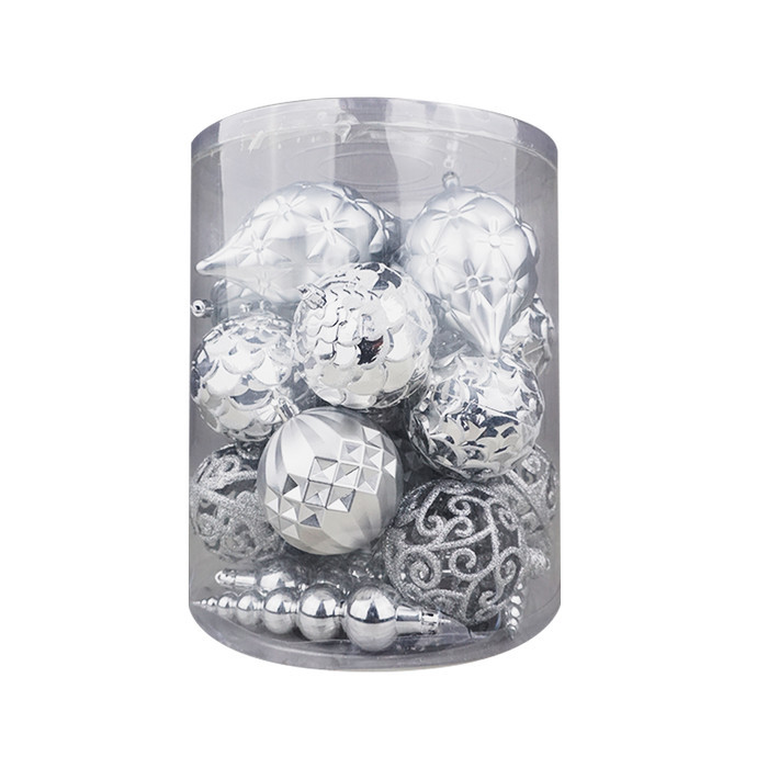 

Hiasan Natal Bola 8 cm Mix Lonjong Glitter Christmas Ornament 25 Pcs - SILVER