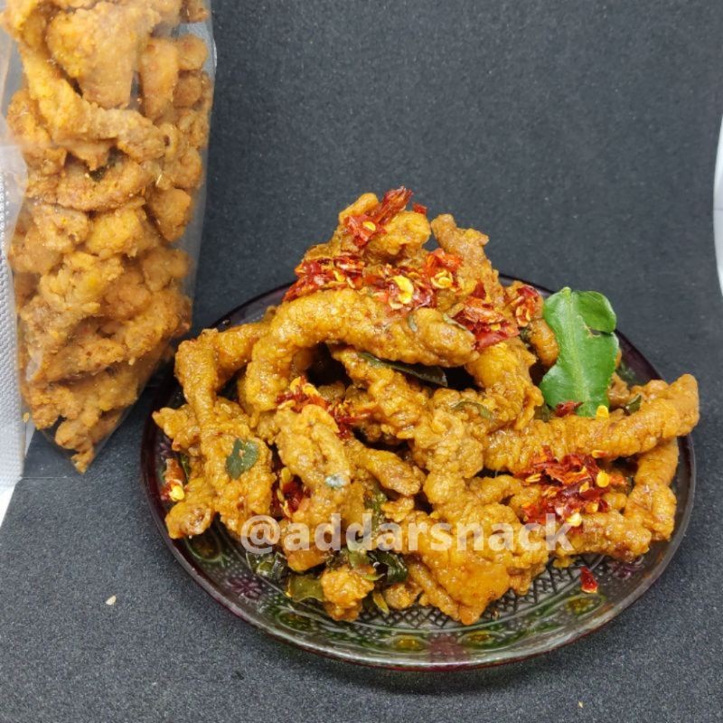 

Usus Ayam Crispy Pedas Gurih Instan Halal Kemasan Pouch Netto 70Grm READY