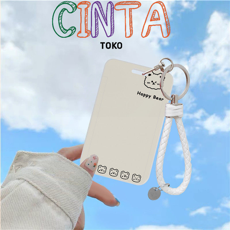 

Line bear graffiti bus card protective cover student meal card campus access control subway door card cover key chain female