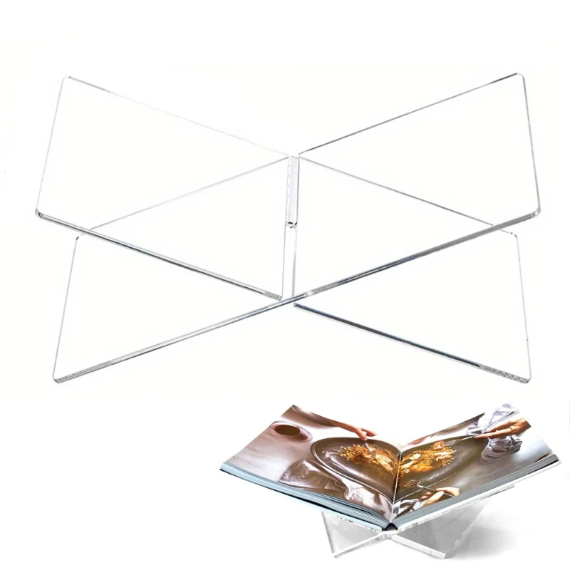 

Acrylic Book Holder X-Shaped Display Stand for Cookbook Recipe Menu Magazines Storybook Ball Display Rack Opening Reading Books