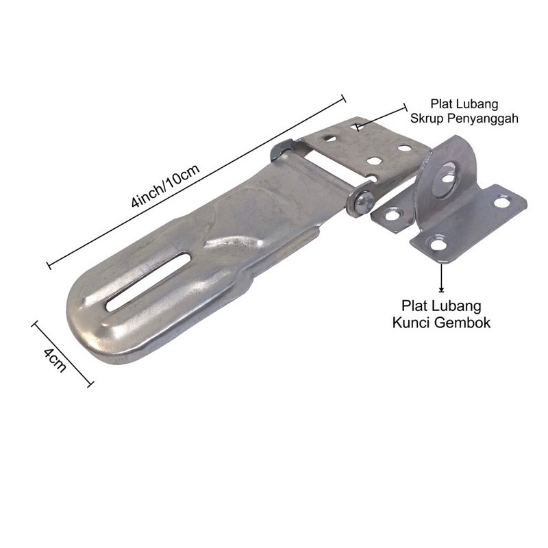 Overpal stainless 4” tebal - cantolan gembok stainless
