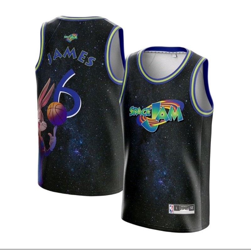 Komaria | Jersey Basket Lebron James Space Jam #6 Galaxy LA Lakers NBA Baju Kaos Atasan T-shirt Kust