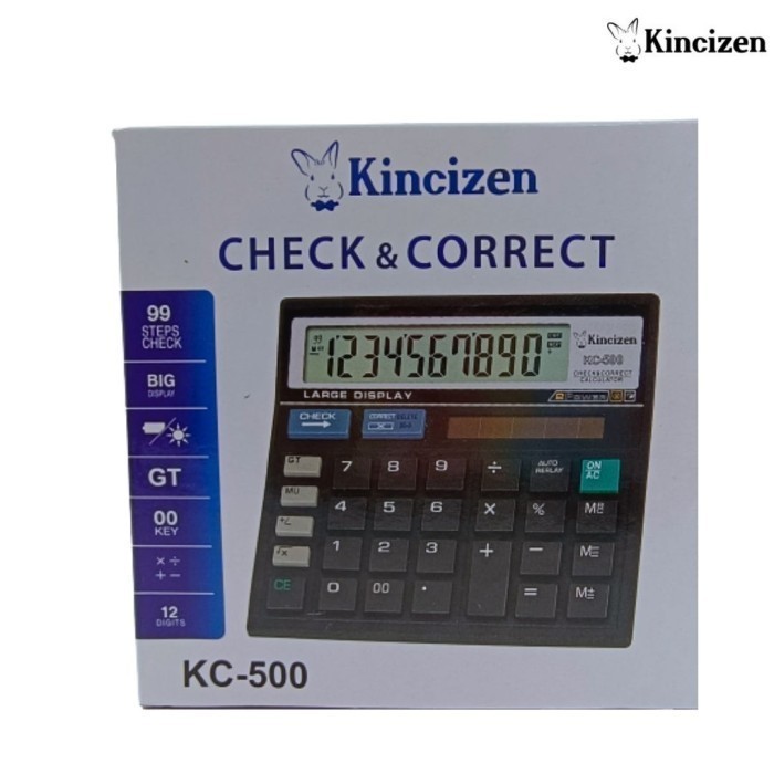 

Kalkulator 12 digit Check and Correct Kincizen KC-500. Kalkulator 12 digit Check and Correct Kincizen KC-500