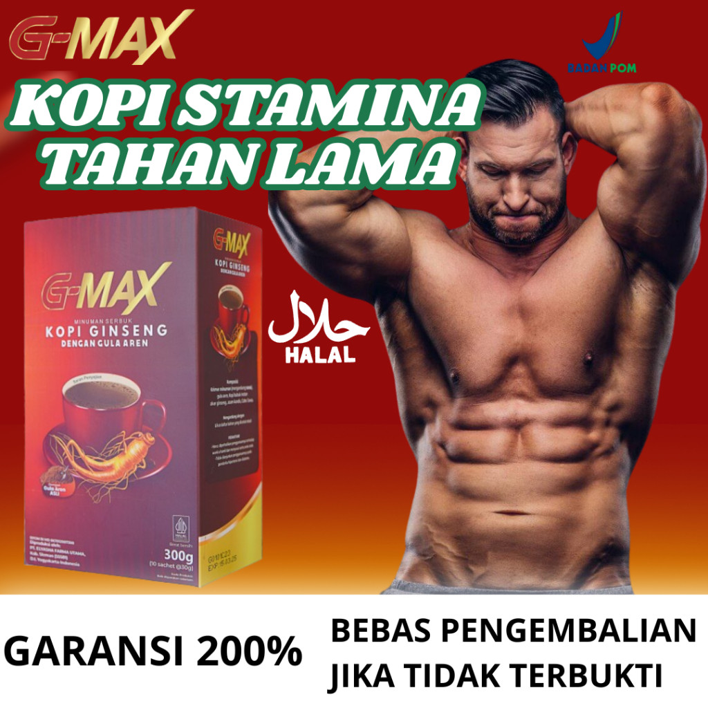 

GMAX Minuman Kopi Gingseng Stamina Pria Tahan LebihLamaa Original BPOM Halal - GMAX Kopi Gingseng Dengan Extra Gula Aren Halal
