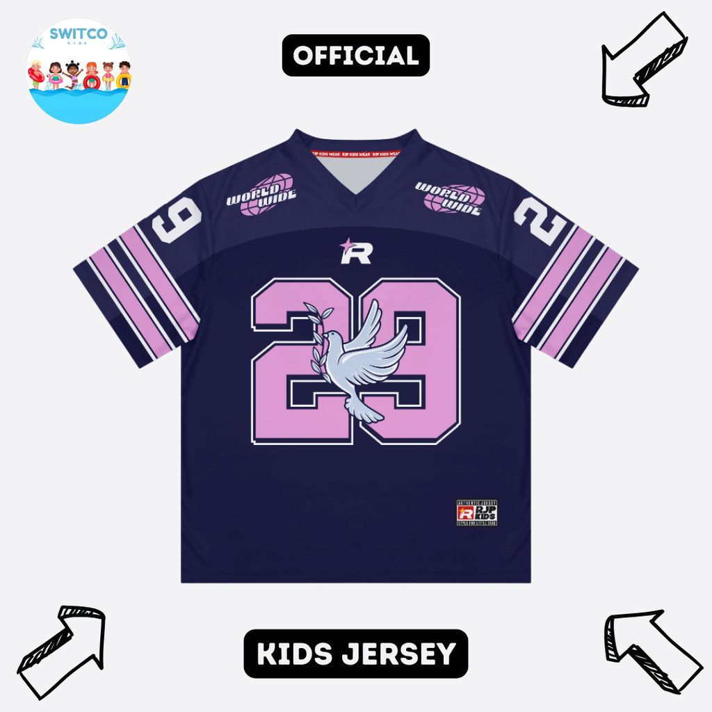 SWITCO | Kaos Jersey Anak Number 29 Laki Laki Bahan DryFit Brazil Full Printing Casual Rugby Retro S