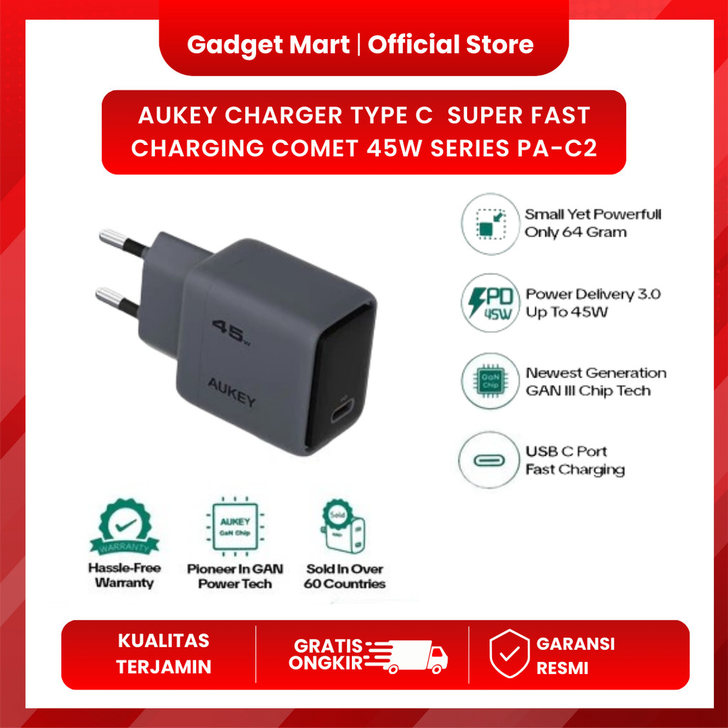 AUKEY Charger Type C  Super Fast Charging Comet 45W Series PA-C2