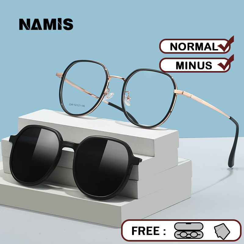 Namis Kacamata Clip On Hitam Minus Wanita Pria Photocromic Anti Blueray Bluecromic Kaca Mata Optik