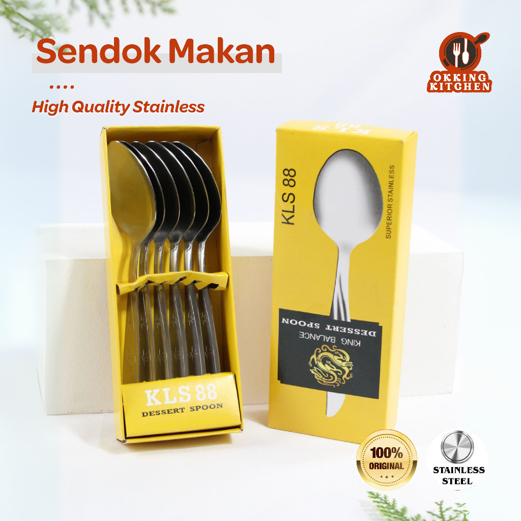 Sendok makan tebal stainless Sendok tebal anti karat 12 pcs sendok stainless tebal anti karat KLS28