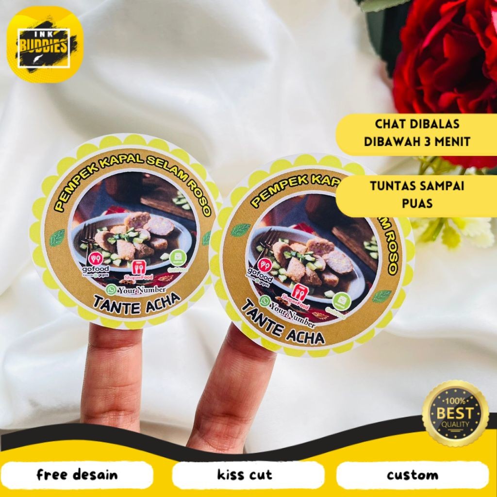 

INB Sticker Chromo Bulat Edisi Pempek Tekwan Makanan Khas Palembang Free Desain Murah Uk.Kecil