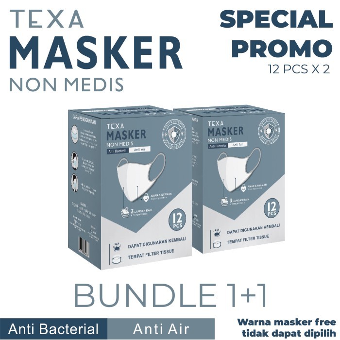 NEW -Thankful Masker Kain Texa - isi 12s - Putih, All Size