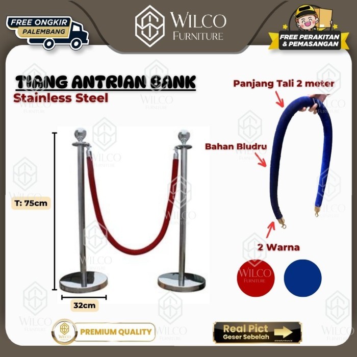 

Tiang Pembatas Antrian Bulat | Tiang Antri Bank Stainless | Pembatas Antrian Stainless