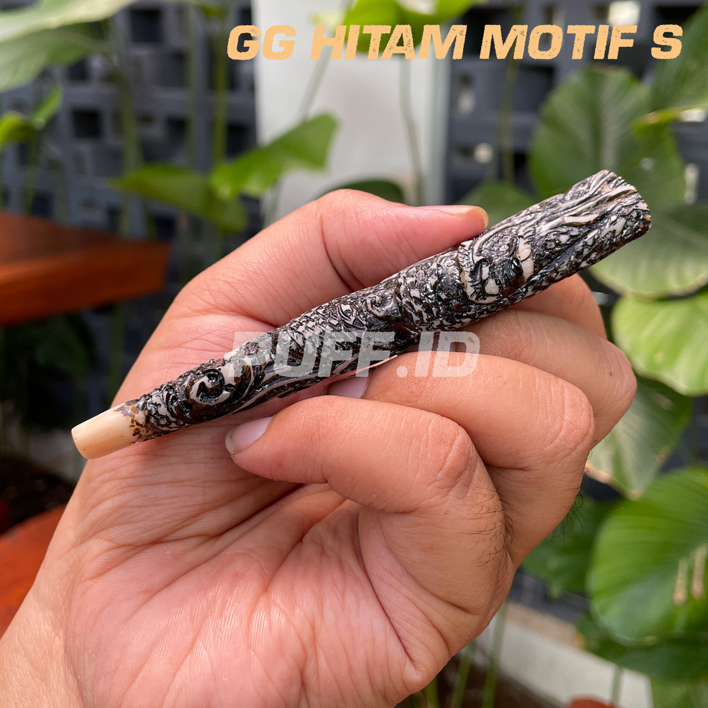 Pipa Cangklong Once Padud Model GG Motif Ukir Naga 3 Kombinasi Hitam & Gading