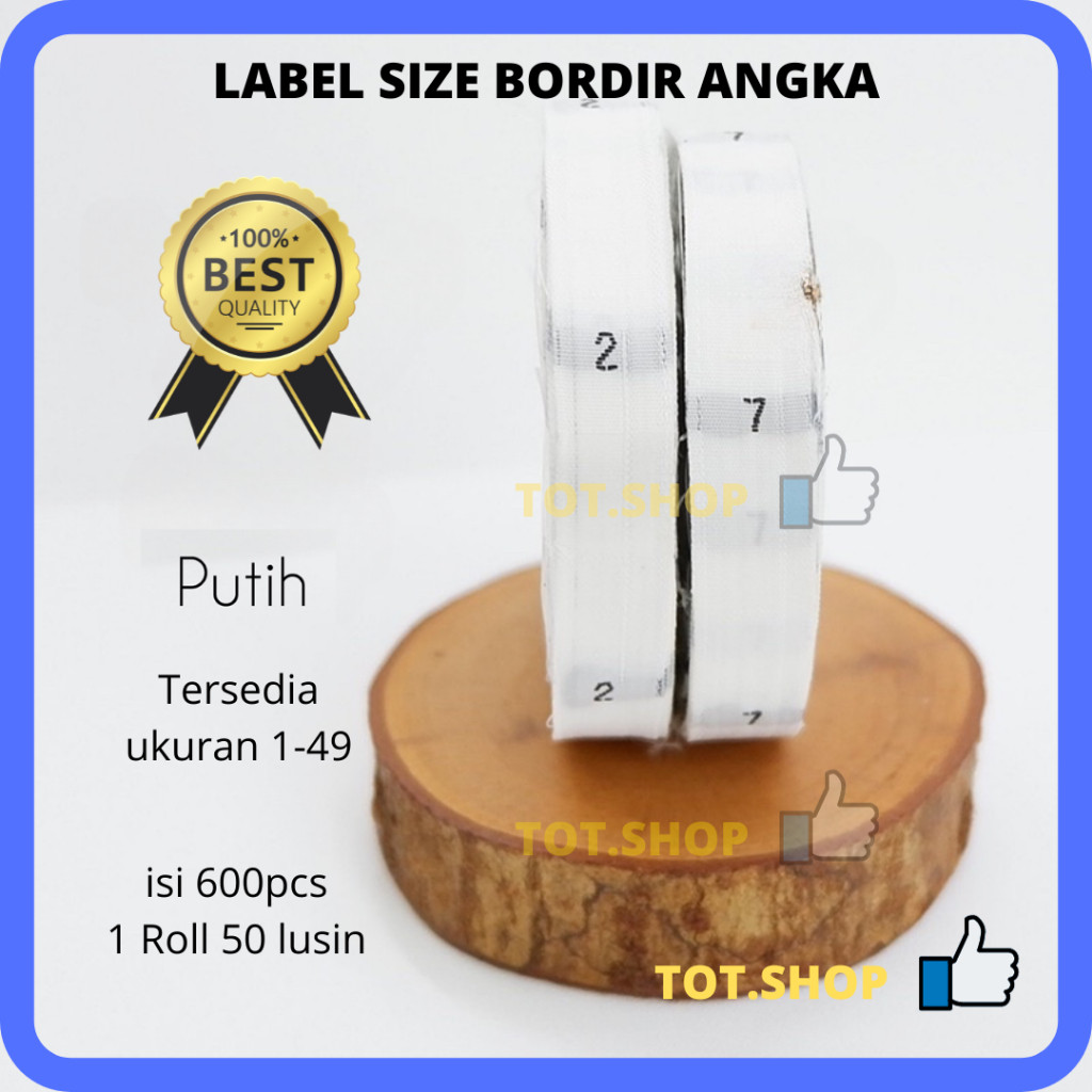 

[600pcs] Label Size Bordir Angka Putih Tag Ukuran Baju, Pakaian, Konveksi, Pita Woven